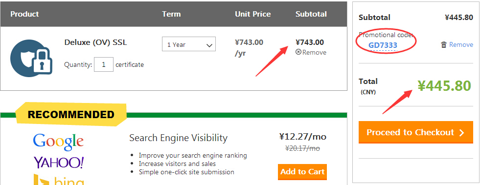 GoDaddy SSL证书优惠