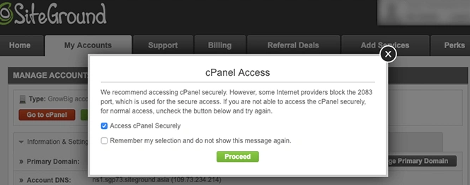 siteground进入cpanel面板