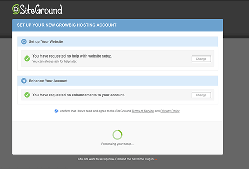 完成SiteGround主机初步设置