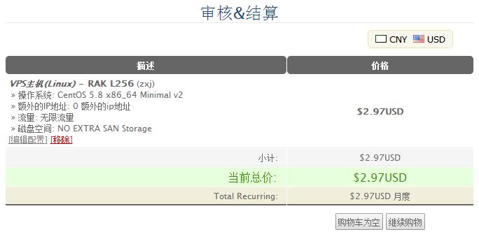 RAKsmart美国VPS方案总价格
