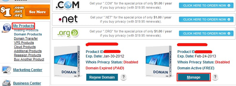 IXWebHosting免费域名设置DNS到Godaddy