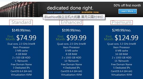 BlueHost独立主机夏季促销 首月享五折清凉价