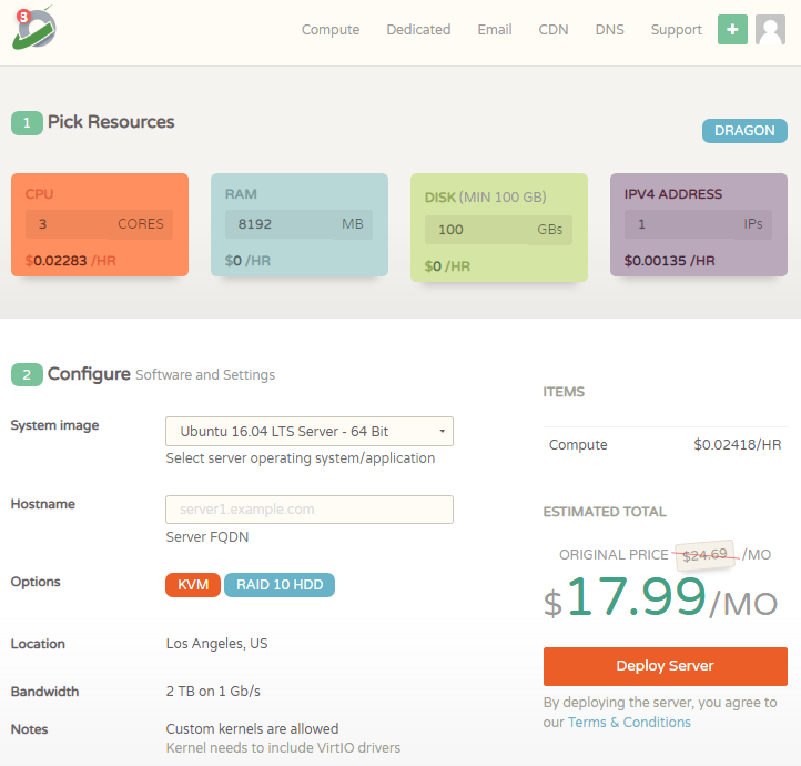 CloudCone DRAGON方案