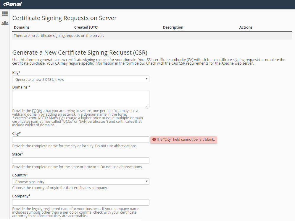 CSR文件相关字段信息填写