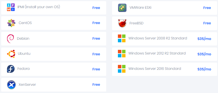 dedipath支持安装的操作系统