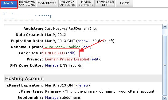 JustHost域名转出图文详解