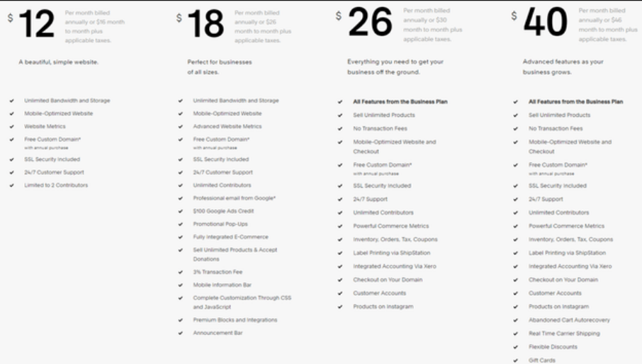 Squarespace网站构建器