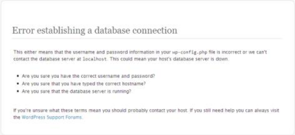 WordPress Establishing a Database Connection错误解决方法