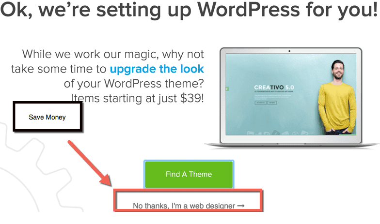 HostGator广告推销界面