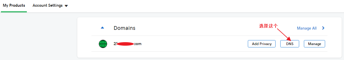 GoDaddy域名管理后台
