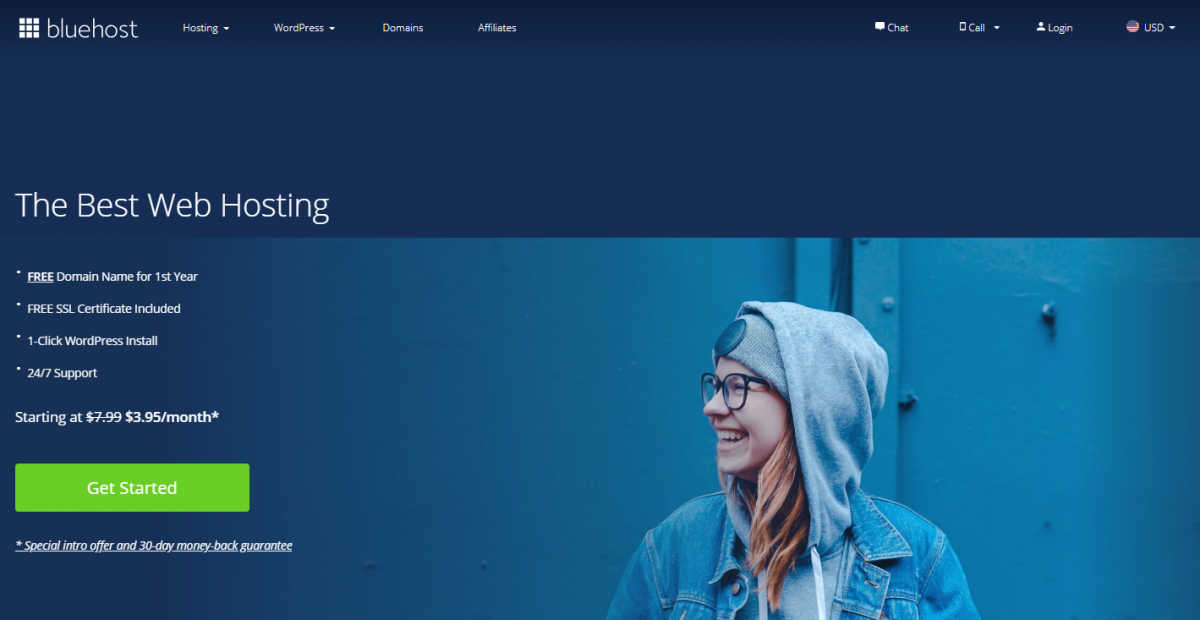 BlueHost官网截图