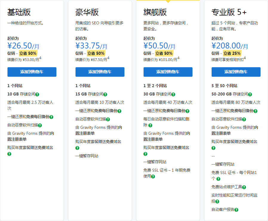 GoDaddy WordPress托管主机方案