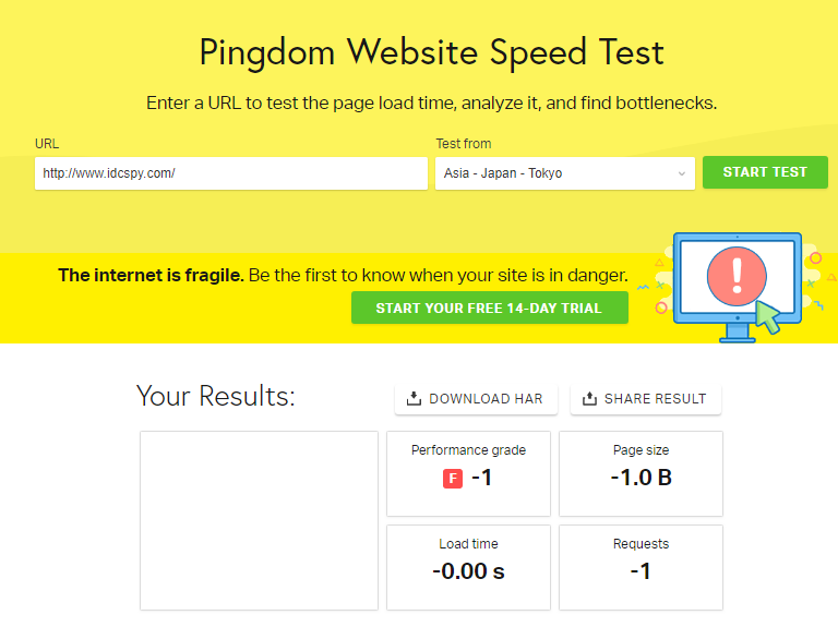Pingdom网站访问速度测试