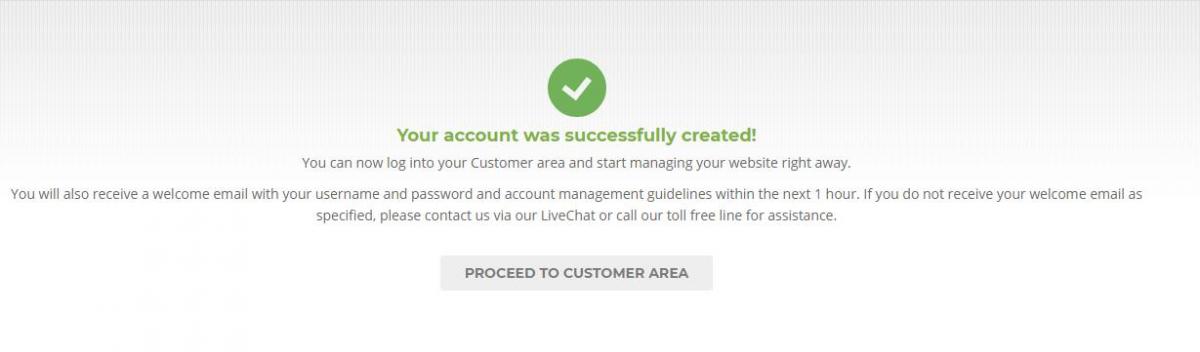 SiteGround付款成功页面