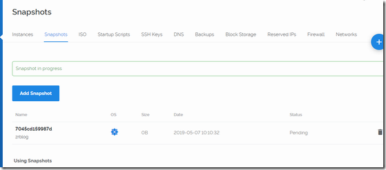 创建快照Snapshots