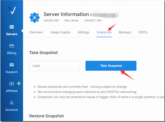 创建快照Snapshots