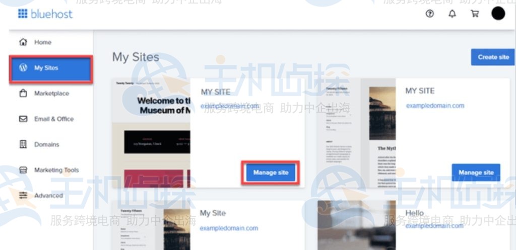 导航到“我的网站”>“管理网站”