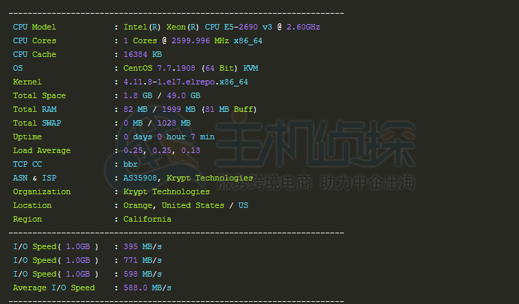 iON圣何塞云服务器基本配置