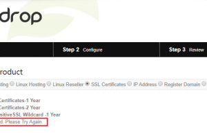 购买Dudrop主机出现错误