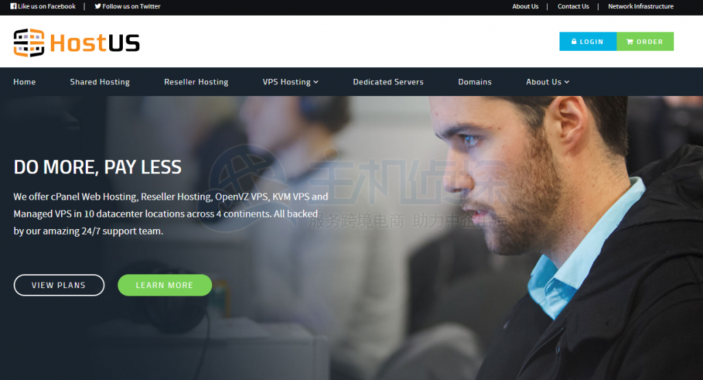 登录Hostus账户页面