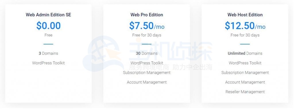 Vultr VPS安装Plesk价格页面