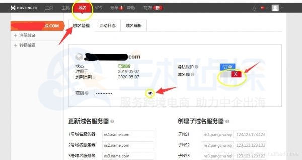 Hostinger域名管理