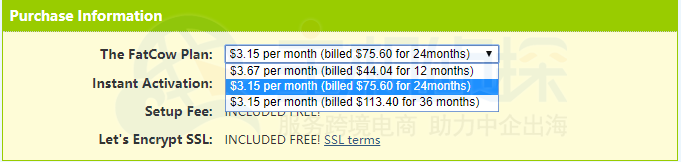 FatCow选择年限图