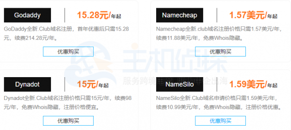 club域名注册价格