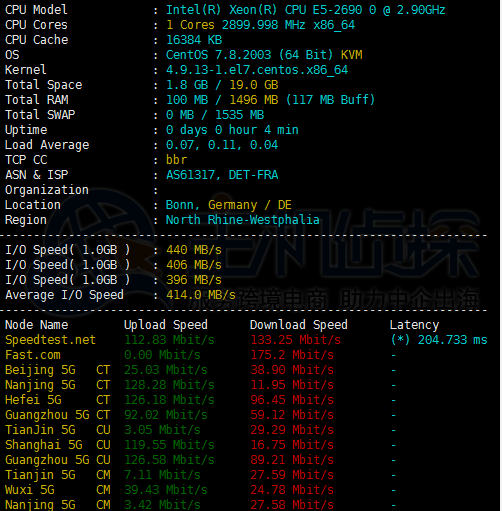 RackNerd VPS鲨鱼机房硬件及上传下载速度测试
