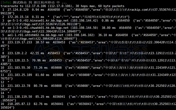 RAKsmart韩国服务器回程线路测试