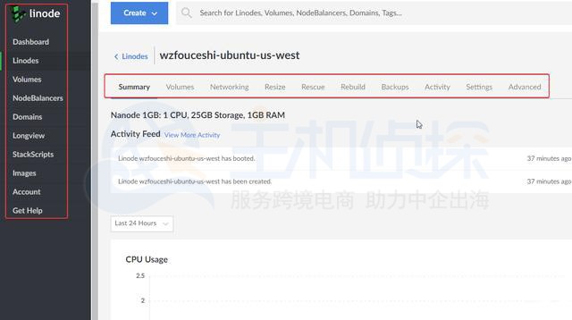 Linode VPS的控制面板