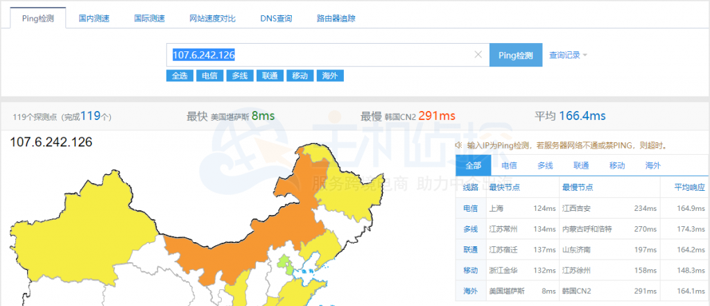 iON圣何塞机房ping结果