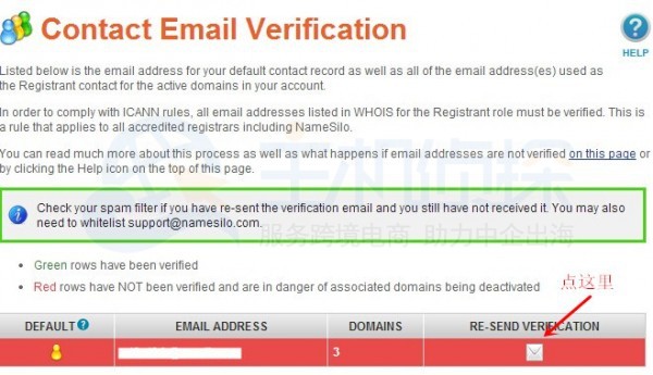 Namesilo账户验证whois邮箱