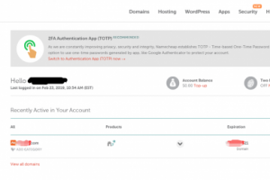 Namecheap的控制面板