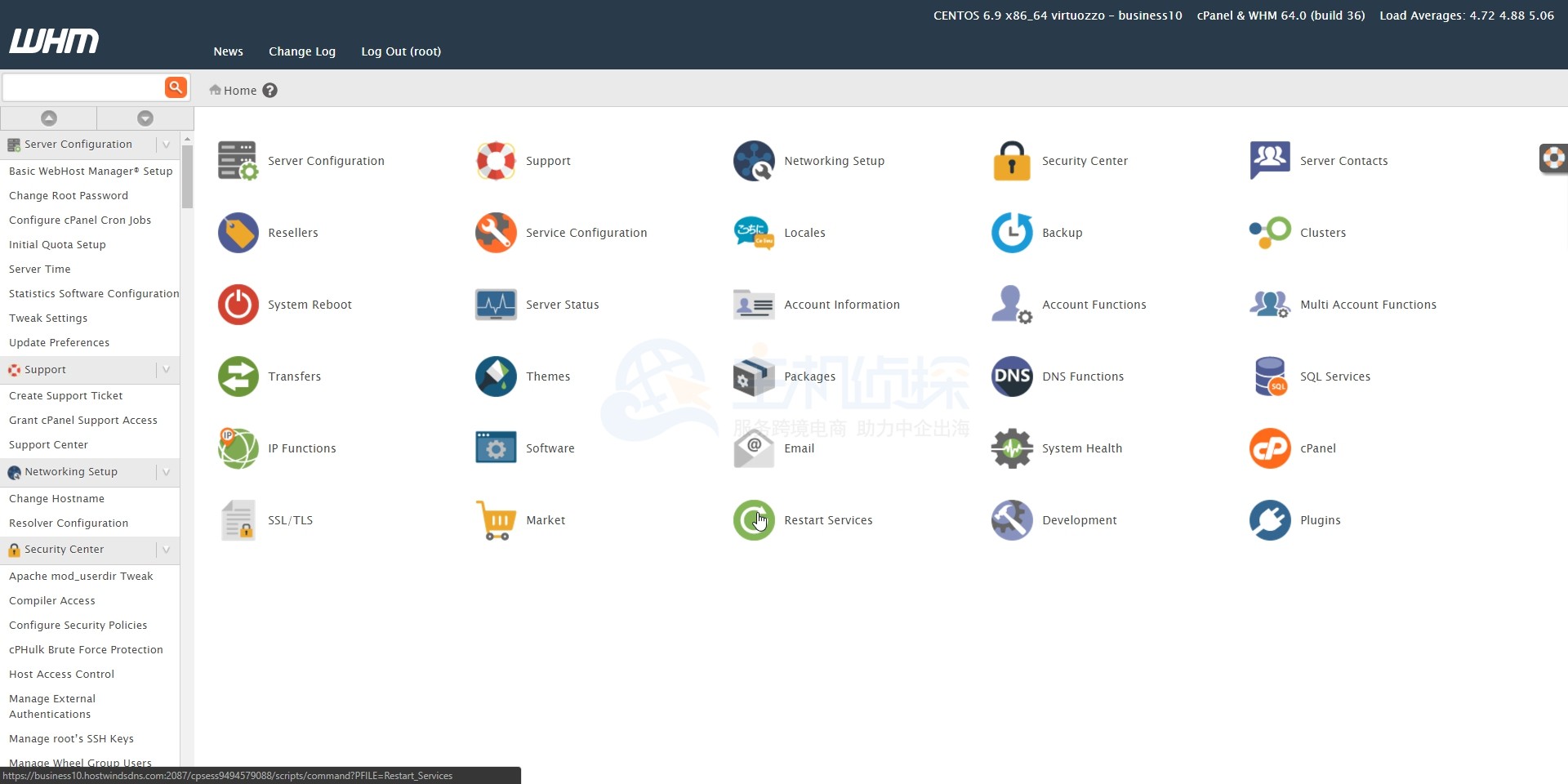 登录到WHM页面后