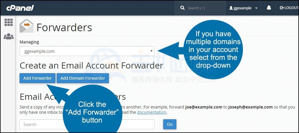 HostEase主机cPanel面板设置电子邮件转发器教程