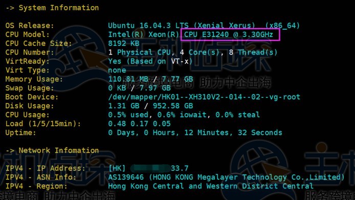 Megalayer香港服务器配置速度和性能详细评测