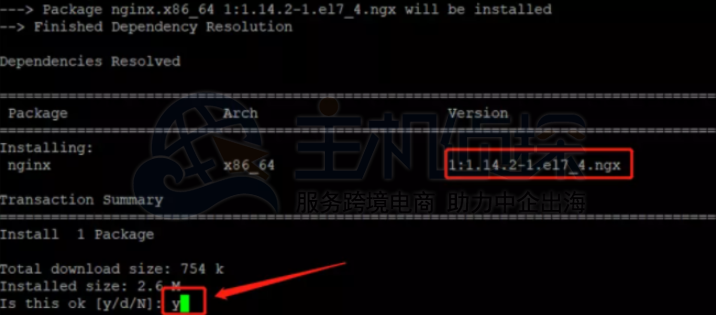 输入安装nginx命令