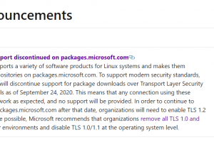 微软Linux 软件存储库9 月 24 日起 将不再支持 TLS 1.0/1.1