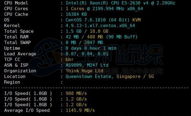OneVPS新加坡硬件测试