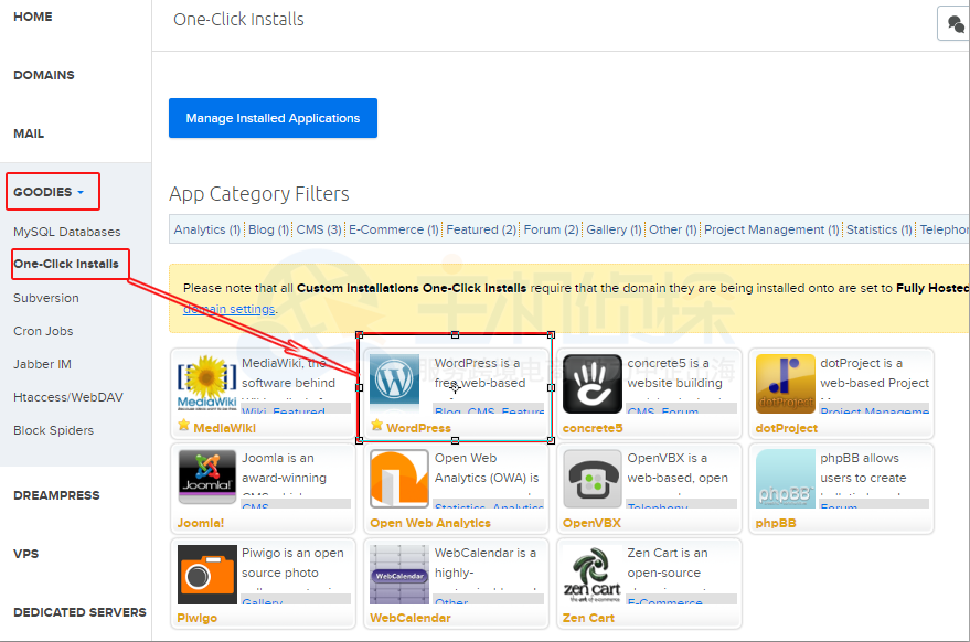 添加解析好的网站
