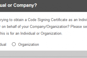 选择申请代码签名证书身份