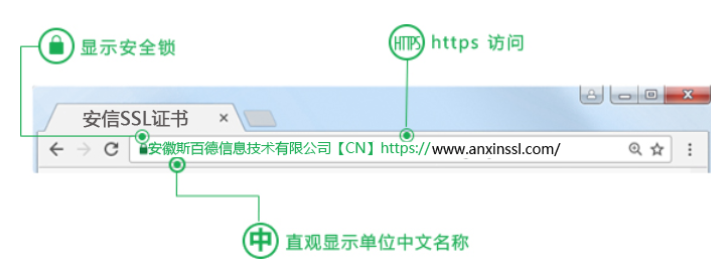安信SSL证书官网安装EV SSL证书显示绿色名称的案例