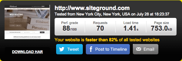 美国主机SiteGround速度