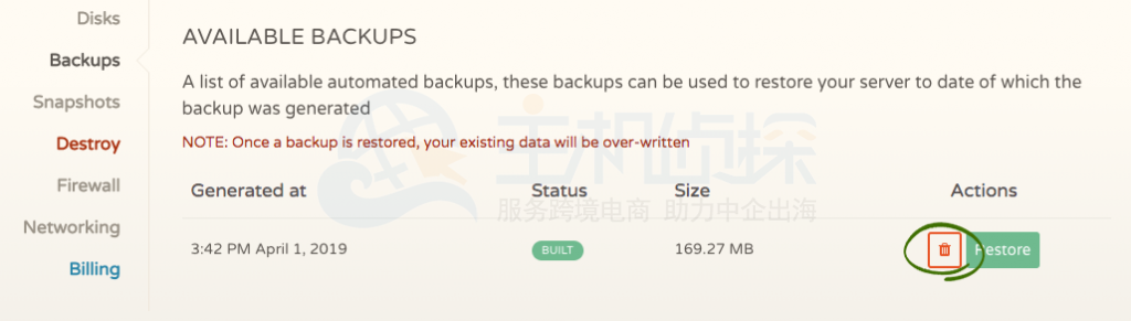 CloudCone删除备份