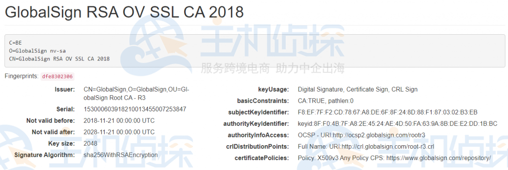GlobalSign RSA OV SSL CA 2018介绍