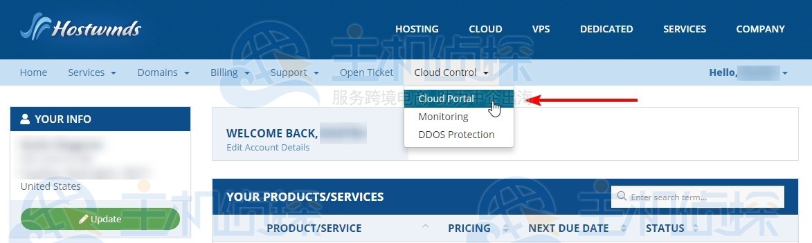 Hostwinds Cloud Portal修复网络