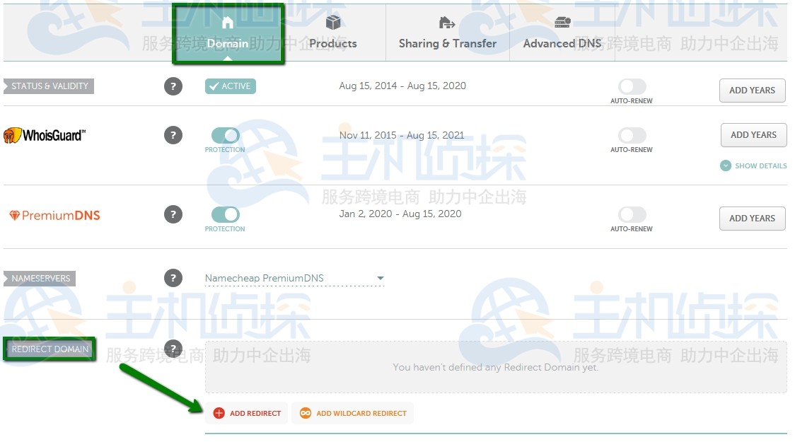 namecheap域名重定向