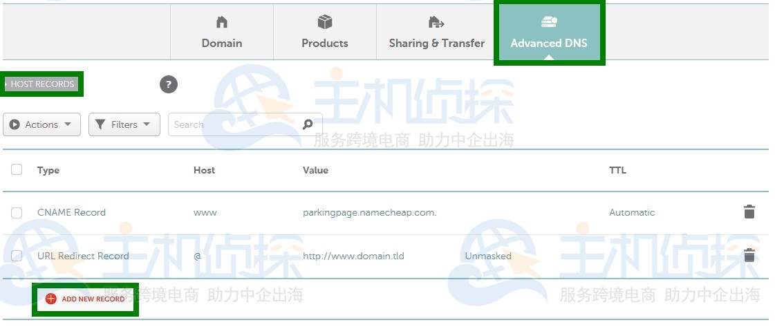 namecheap域名重定向