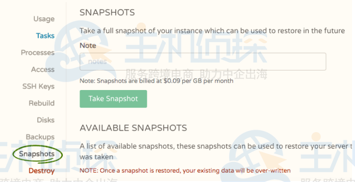 CloudCone拍摄快照